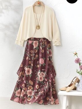Cold water creek Rosalie Ruffled Skirt